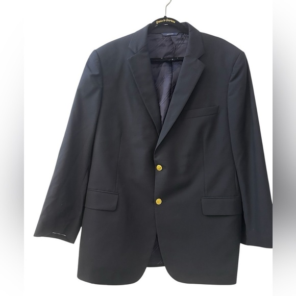 Brooks Brothers 1818 Men’s Black Wool Blazer Made in Italy Loro Piana Fabric 44R